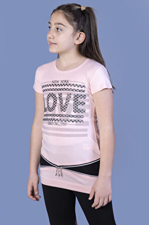 Toontoy  Kız Çocuk T-Shirt Love Varak Baskı