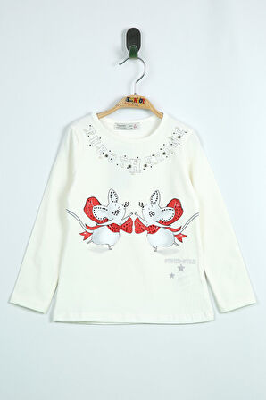 Toontoy Kız Çocuk T-Shirt Yaka İnci Taş