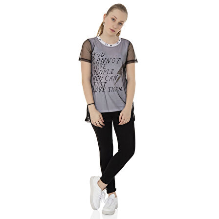 Toontoy Kız Çocuk Yazı Baskılı Tişört