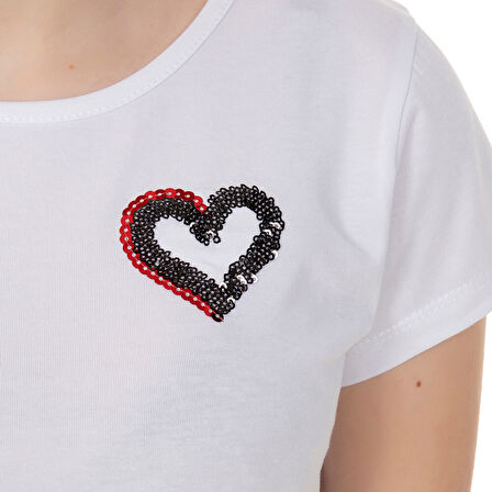 Toontoy  Kız Çocuk T-Shirt Kalp Nakışlı