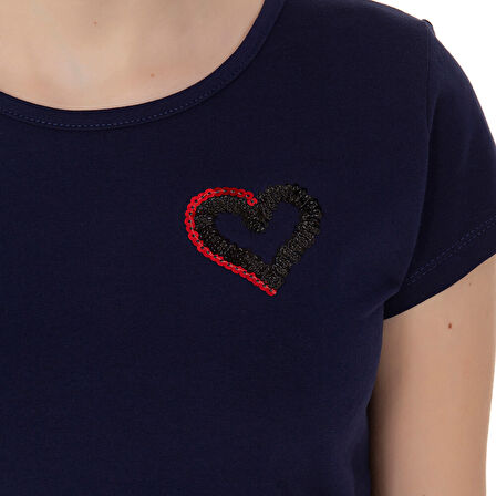 Toontoy  Kız Çocuk T-Shirt Kalp Nakışlı