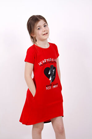 Toontoy Kız Çocuk Elbise Keep Away Baskı
