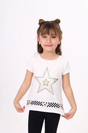 Toontoy  Kız Çocuk T-Shirt Yıldız Baskı