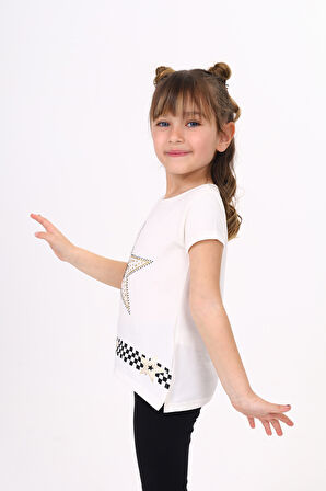 Toontoy  Kız Çocuk T-Shirt Yıldız Baskı