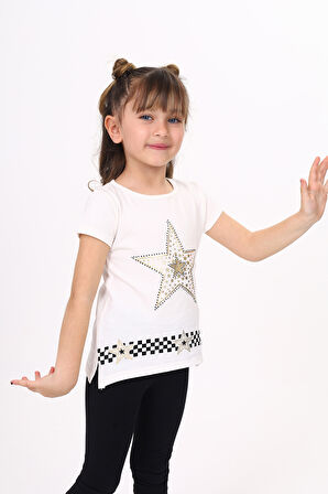 Toontoy  Kız Çocuk T-Shirt Yıldız Baskı
