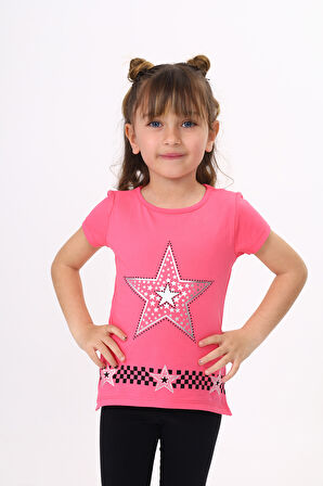 Toontoy  Kız Çocuk T-Shirt Yıldız Baskı