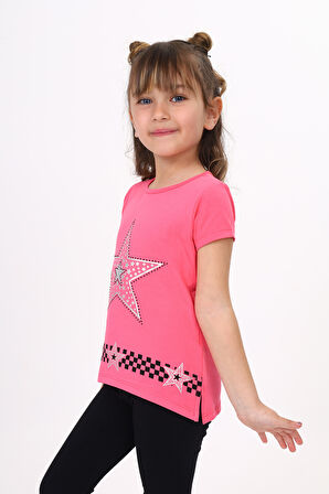 Toontoy  Kız Çocuk T-Shirt Yıldız Baskı