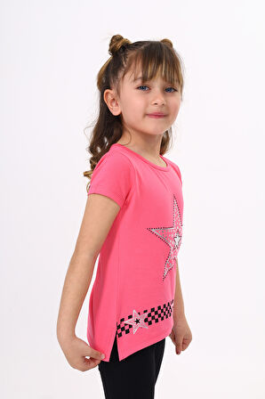 Toontoy  Kız Çocuk T-Shirt Yıldız Baskı