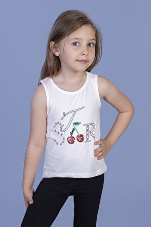 Kız Çocuk Kiraz Nakışlı Atlet