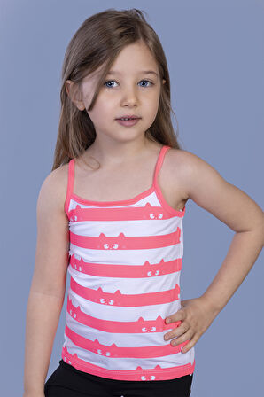 Kız Çocuk Kedi Baskılı Atlet