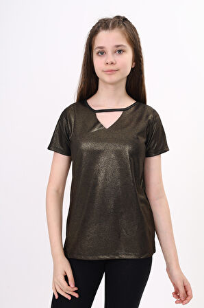 Kız Çocuk Kum Varaklı Tişört