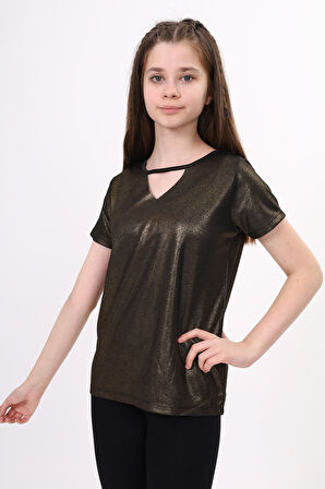 Kız Çocuk Kum Varaklı Tişört