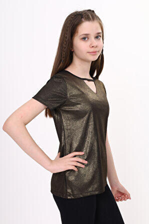 Kız Çocuk Kum Varaklı Tişört