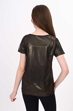 Kız Çocuk Kum Varaklı Tişört