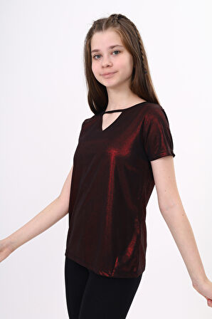 Kız Çocuk Kum Varaklı Tişört