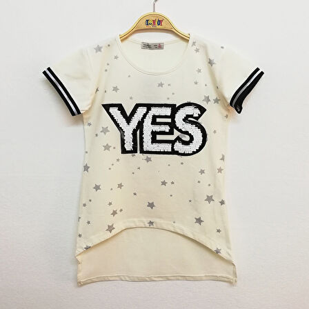 Toontoy Kız Çocuk Yes Baskılı Tişört