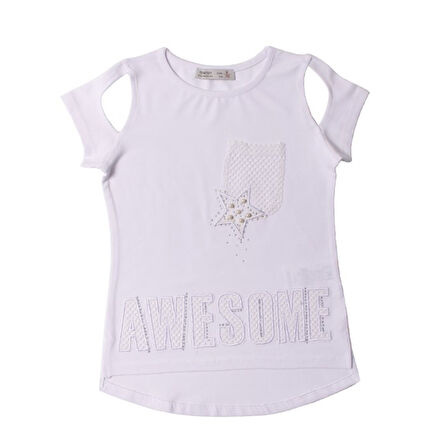 Toontoy Kız Çocuk Awesome Nakışlı Tişört