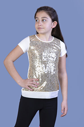 Toontoy Kız Çocuk Önü Komple Pullu Tişört 