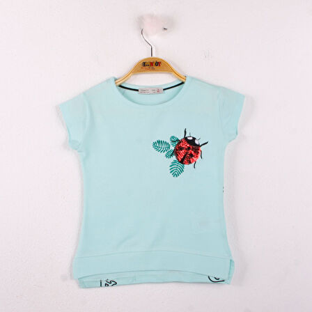 Kız Çocuk Tişört Uğur Böceği Nakışlı