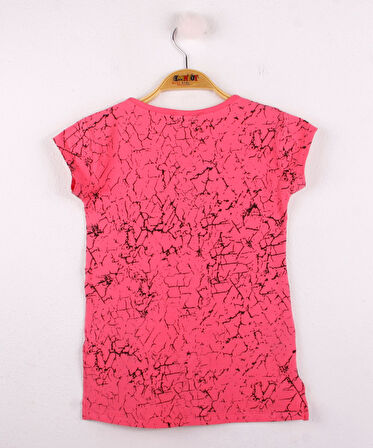 Toontoy Kız Çocuk Göğsü Şerit Aksesuarlı Tişört