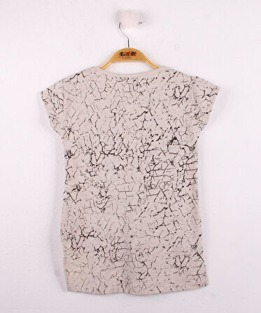 Toontoy Kız Çocuk Göğsü Şerit Aksesuarlı Tişört