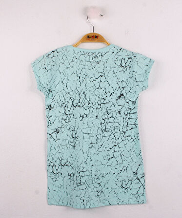 Toontoy Kız Çocuk Göğsü Şerit Aksesuarlı Tişört