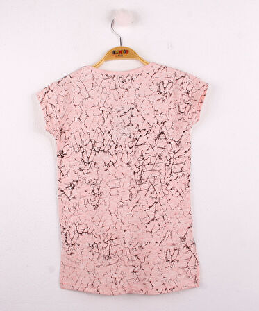 Toontoy Kız Çocuk Göğsü Şerit Aksesuarlı Tişört