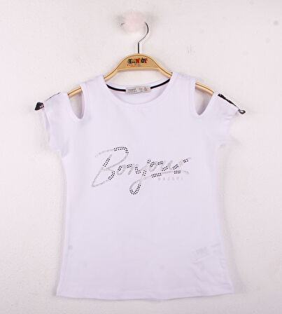 Toontoy Kız Çocuk Bonjour Şeritli Tişört