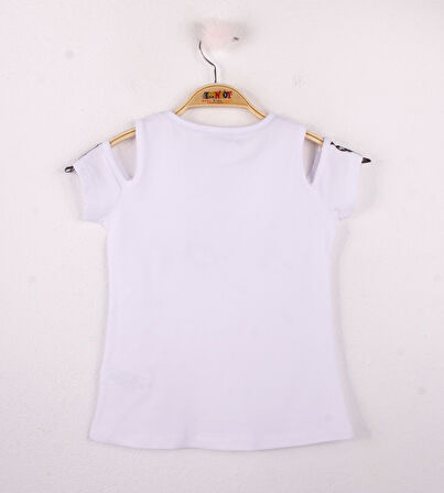 Toontoy Kız Çocuk Bonjour Şeritli Tişört