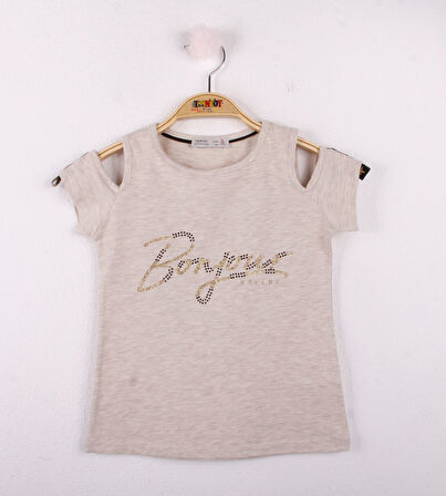 Toontoy Kız Çocuk Bonjour Şeritli Tişört