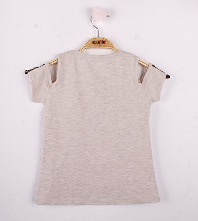 Toontoy Kız Çocuk Bonjour Şeritli Tişört