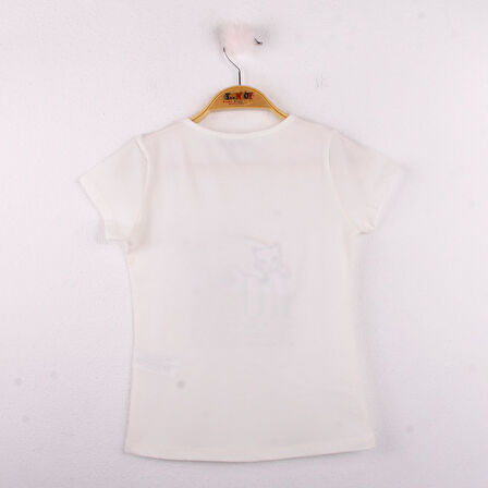 Toontoy Kız Çocuk Leopar Baskılı Pullu Tişört