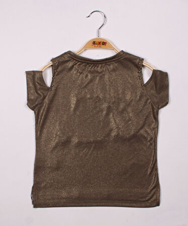 Toontoy Kız Çocuk SI Baskılı Şeritli Tişört