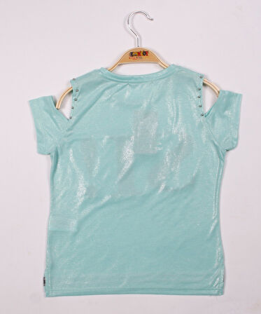 Toontoy Kız Çocuk SI Baskılı Şeritli Tişört