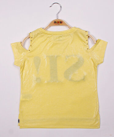 Toontoy Kız Çocuk SI Baskılı Şeritli Tişört