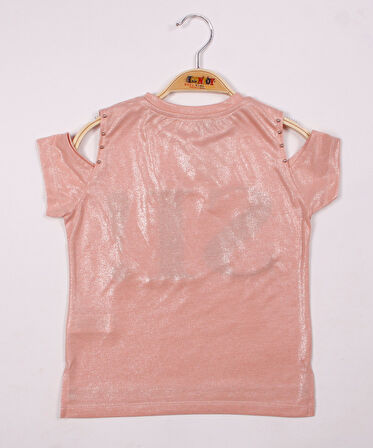 Toontoy Kız Çocuk SI Baskılı Şeritli Tişört