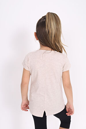 Toontoy Kız Çocuk Gülen Yüz Pullu Nakış Tişört