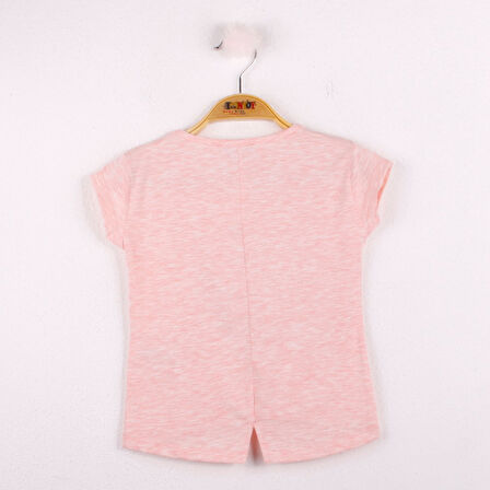 Toontoy Kız Çocuk Gülen Yüz Pullu Nakış Tişört