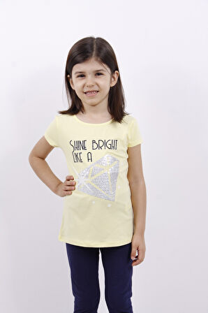 Toontoy Kız Çocuk Elmas Taş Nakışlı Tişört