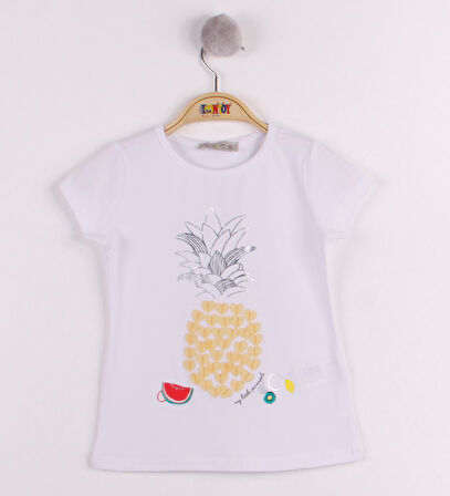Toontoy Kız Çocuk Ananas Baskılı Tişört 