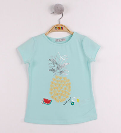 Toontoy Kız Çocuk Ananas Baskılı Tişört 