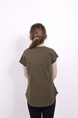 Toontoy Kız Çocuk Çiçek Şeritli Tişört