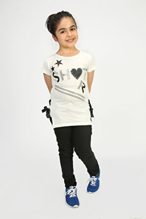 Toontoy Kız Çocuk Yandan Biyeli Tişört