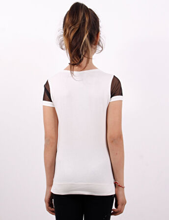 Toontoy Kız Çocuk Yıldız Baskılı Kol Tarafı Fileli Tişört