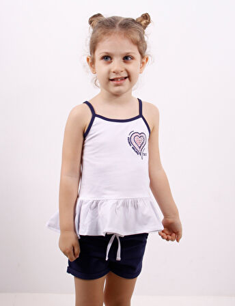 Toontoy Kız Çocuk Kalp Nakışlı Şortlu Takım