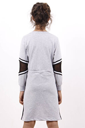 Toontoy Kız Çocuk Göğsü Armalı Şeritli Elbise