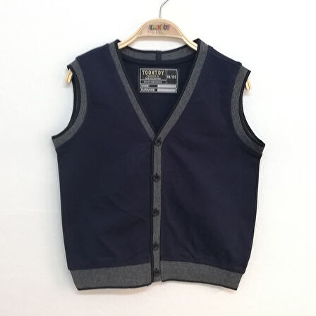 Toontoy Erkek Çocuk Triko Düğmeli Okul Süveter