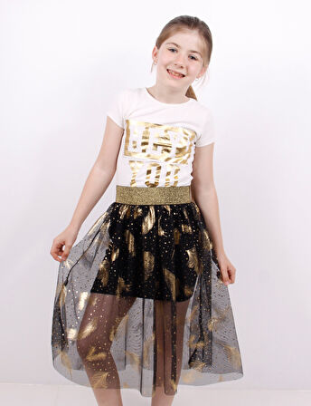 Toontoy Kız Çocuk Tüy Baskılı Etek