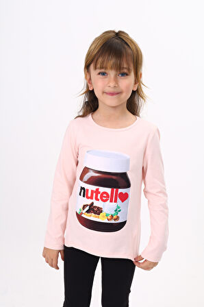 Toontoy Kız Çocuk Nutella Baskılı T-Shirt
