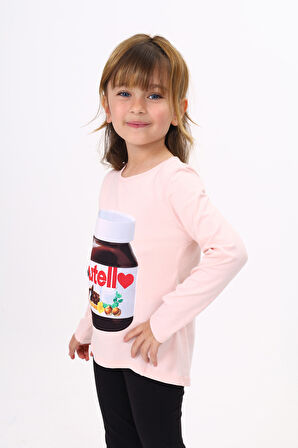 Toontoy Kız Çocuk Nutella Baskılı T-Shirt